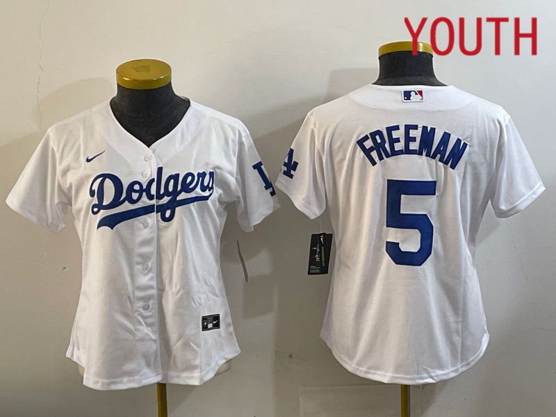 Youth Los Angeles Dodgers #5 Freeman White Game 2024 Nike MLB Jersey style 1120